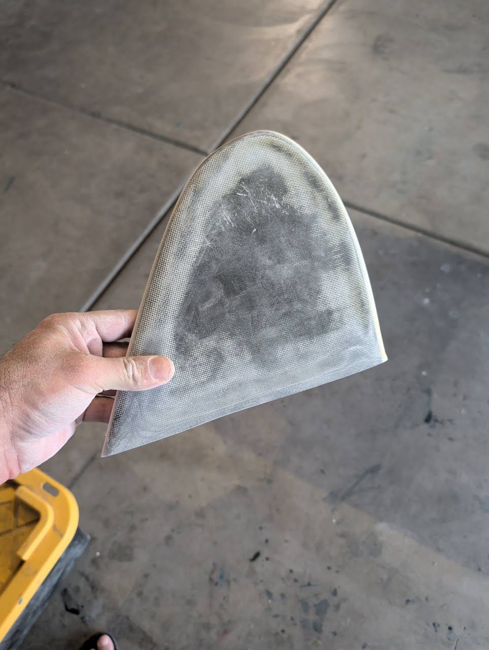 The original single fin cut off the board and sanded back